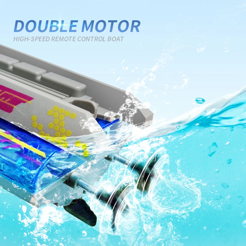 New RC Speed Boat With Light 2.4GHz 20KM/H Wireless High Speed Remote Control Ship Children's Waterproof Electric Boat Model Toy