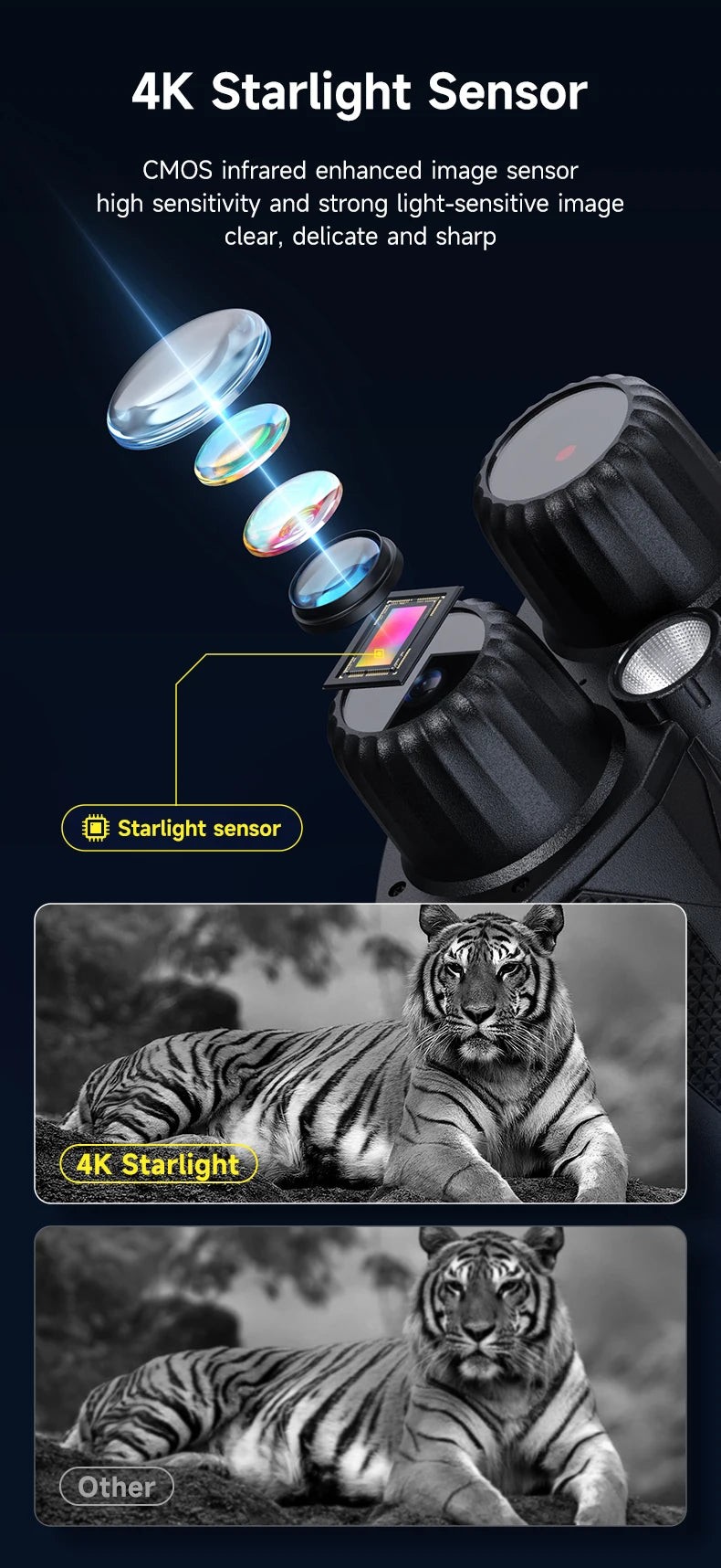 Night Vision Binoculars 4K Infrared 5W IR Rechargeable 10X Digital Zoom 800 Meters Darkness Goggles for Hunting & Surveillance