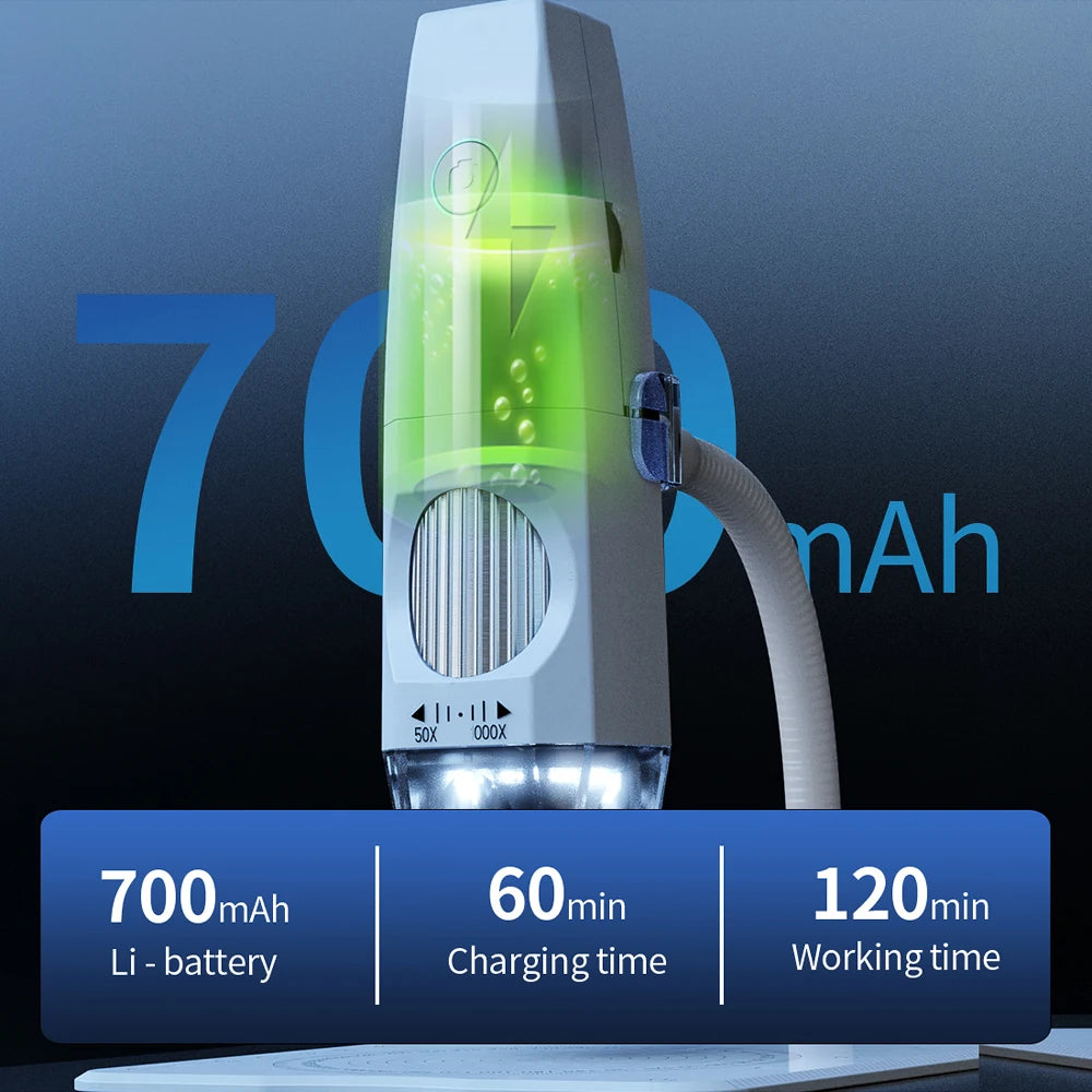 WiFi Digital Microscope 1000X 2MP 1080P Type-C Phone PC Connected Photo Video Taking 8 LED Lights Portable Electronic Microscope