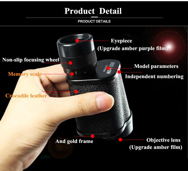 Professional Binoculars Baigish 8x30 10x40 10x50 12x4515x60 20x50 8-24x40 Powerful Military Telescope Long Range Monocular BAK4