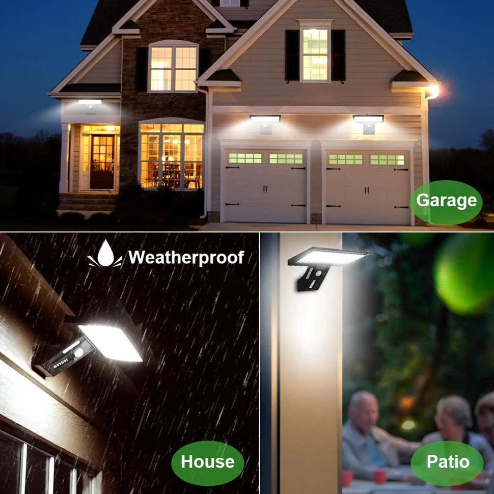 Solar Security Lights Solar Flood Lights Outdoor Waterproof with Motion Sensor 4 Modes 90 LEDs Wall Lights for Porch Yard Garden