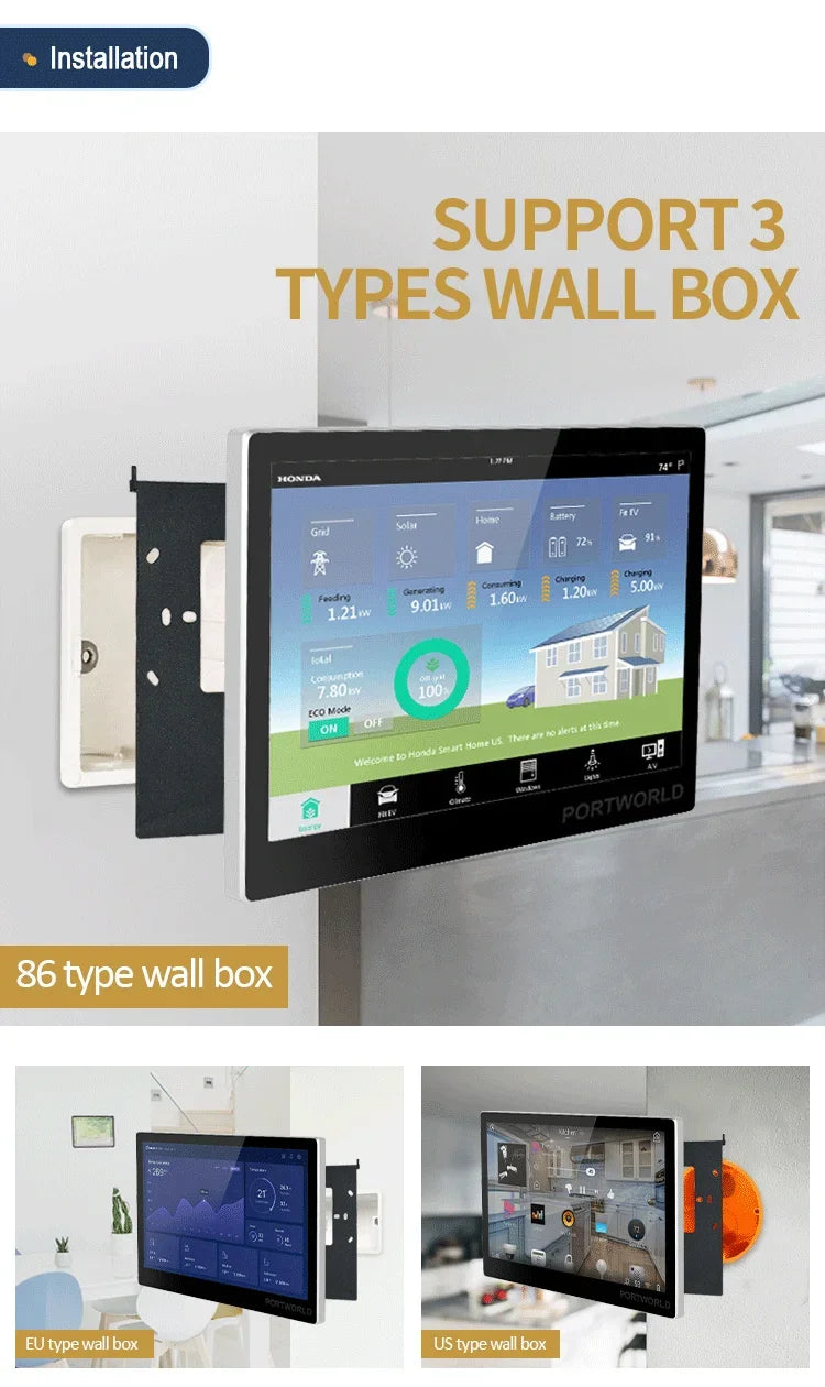 Smart Home Automation 10 Inch IPS Touch Screen Landscape Display Android AIO POE Tablet Inwall Mount