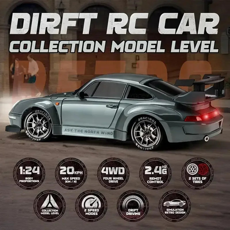 20KM/H RC Drift Car 1/24 4WD Remote Control Car High Speed Four Wheel Drive Radio Controlled Mini Racing Car Model Boy Toy Gifts