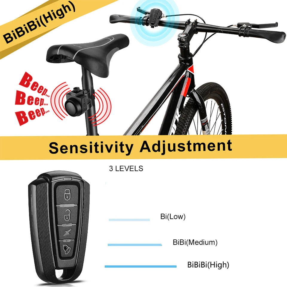 Bicycle Motorcycle Alarm Sensitive Vibration Sensor Anti-theft Alarm Wireless USB Charging Security Protection