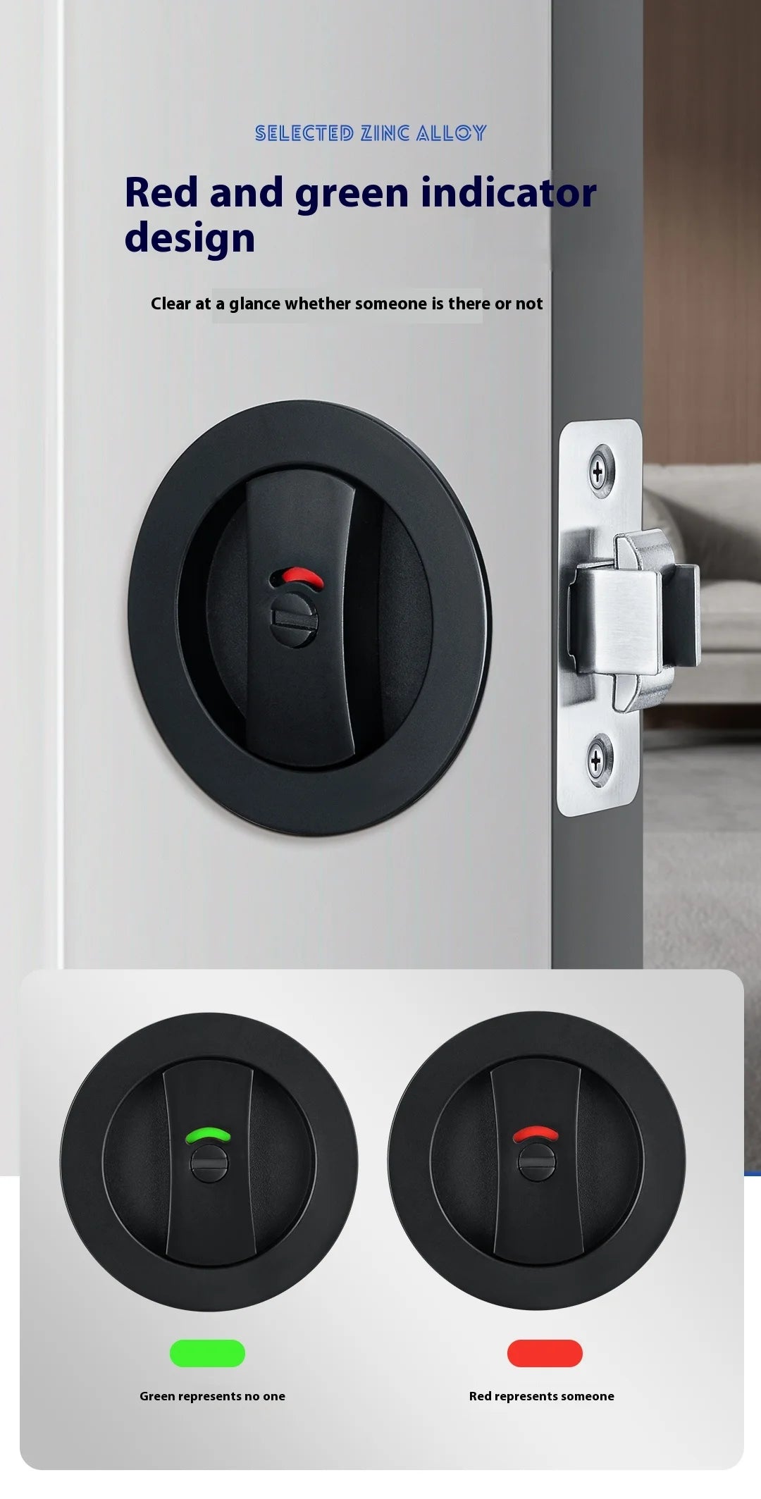 Slider door lock; square sliding door lock for home bedroom and bathroom with double hooks