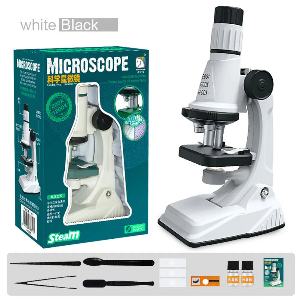 Microscope Portable 1200x HD Eyepiece Kids Science Education Experiment Exploration Set Gift Toys