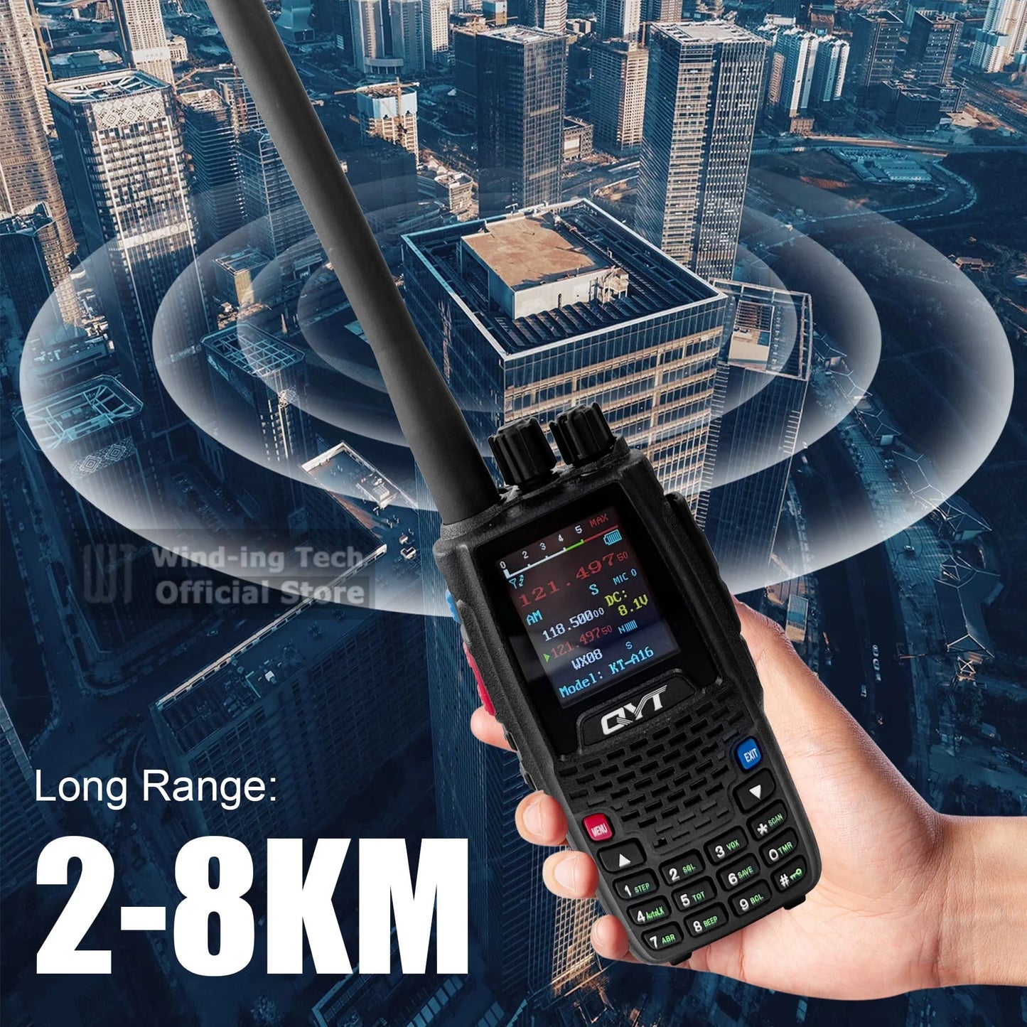 QYT KT-A16 Walkie Talkie 6W Air Band Transmitter VHF Transceiver 2000mAh NOAA Superheterodyne Circuit Aviation Portable Radios