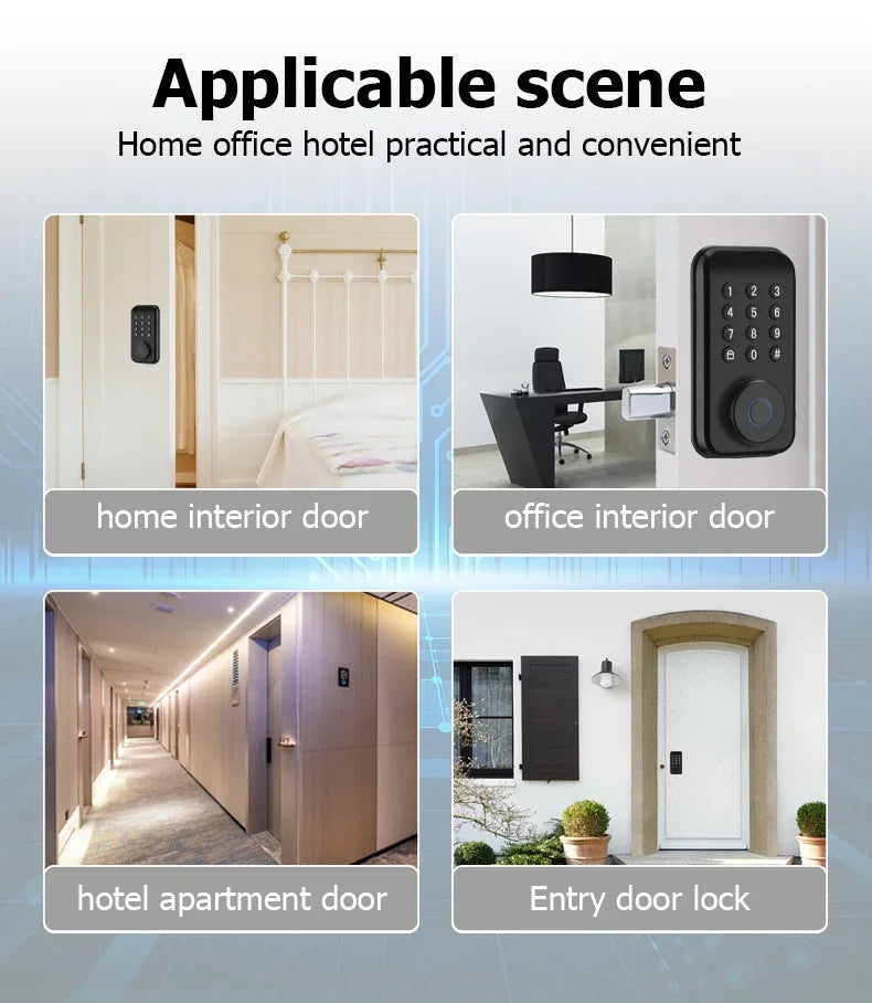 CDOK DS02 Tuya Smart Fingerprint Deadbolt Lock with Latch/Door Sensor Auto Lock Key/Password/ Tuya Smartlife APP Unlock