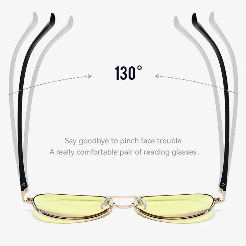 Retro Double Beam Large Frame Presbyopia Glasses Night Vision Photochromic Multifocal Reading Glasses Anti Blue Light Eyeglasses
