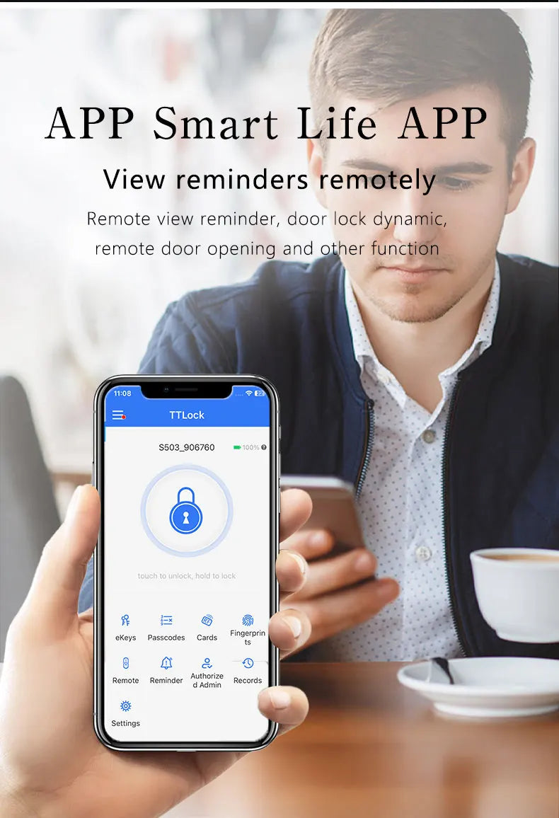 Smart Door Lock TTLock Blue Tooth Digital Electronic Biometric Fingerprint Locks Extra-long Standby Smart Home