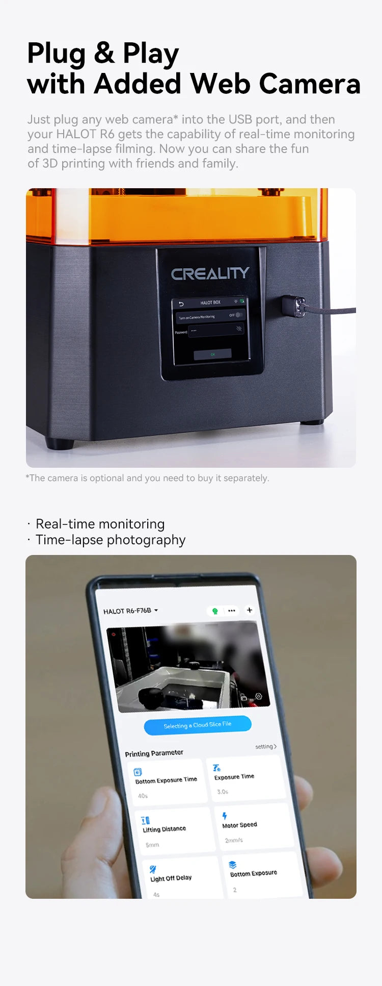 Creality HALOT R6 2K Resin 3D Printer Compact & Easy for Newbies 60mm/h Printing Speed 130*82*160mm Build Volume LCD Printer