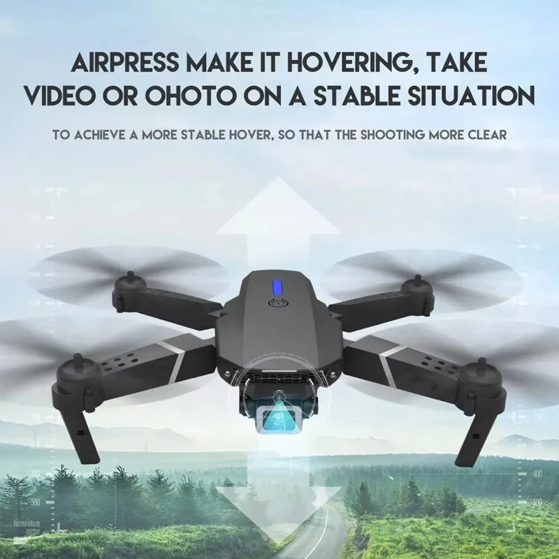 Drone Foldable Wings, Dual Cameras for Aerial Photography, 360° Rotation, One-Click Takeoff, Portable Rechargeable Battery