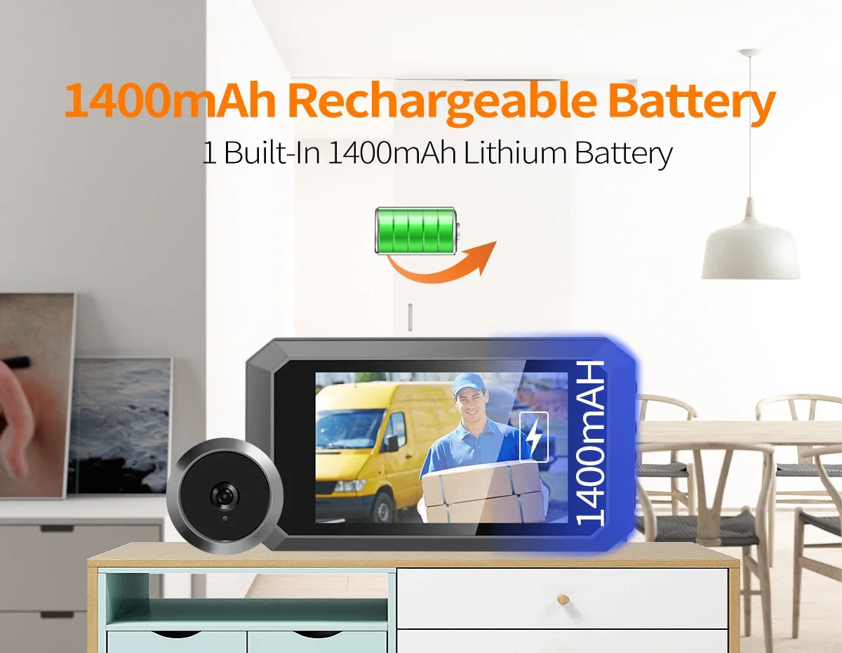 3.97inch Video Peephole Doorbell Camera Video-eye Auto Record Electronic Ring Night View Digital Door Viewer Entry Home Security