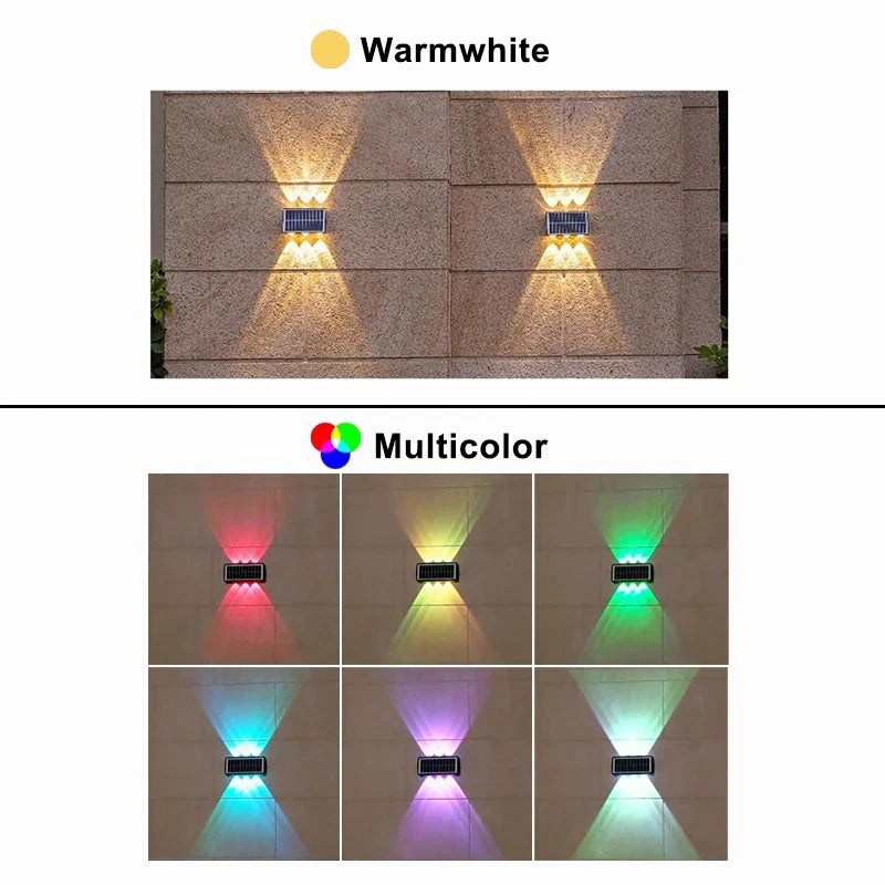 4/6/8LED Solar Wall Spotlight Outdoor Upper And Lower Lighting Solar Powered Waterproof Streetlight for Balcony Courtyard Garden