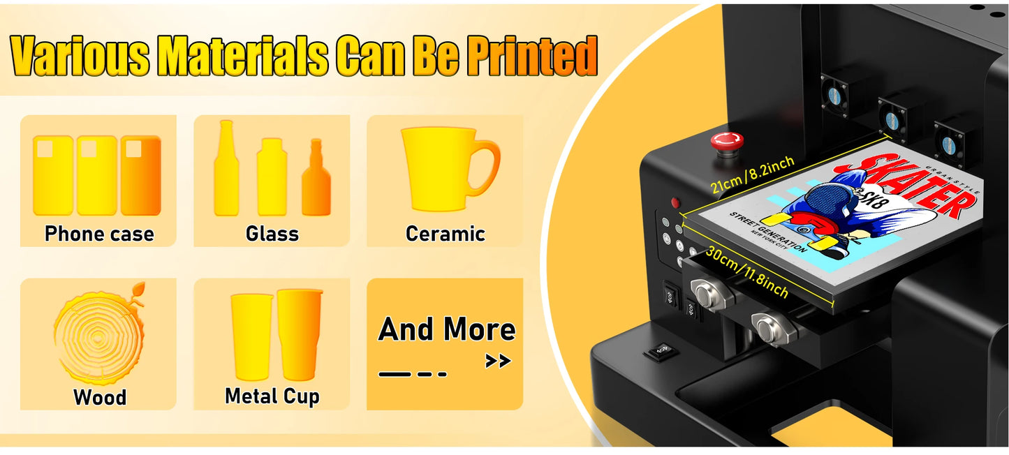 A3 UV Printer with XP600 Printhead UV Flatbed Printer For Bottle Case Acrylic Glass UV DTF AB Film Transfer Sticker UV Printer