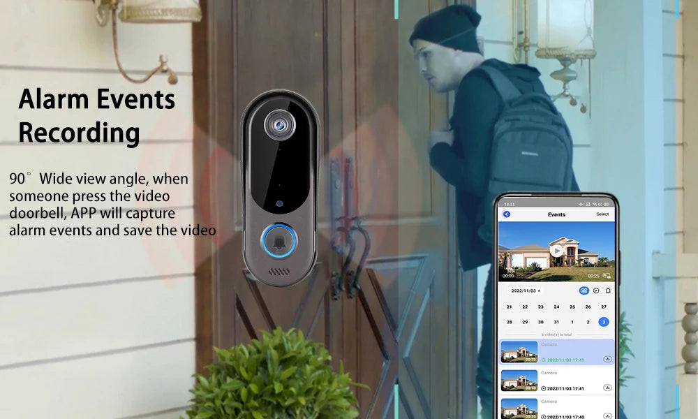 WiFi Video Intercom Outdoor Door bell Camera Smart Home Security Wireless WiFi Doorbell 2-Way Audio Night Vision Doorbell Camera