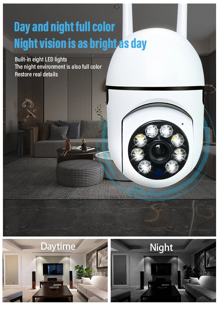 360°Rotating Security Camera – Wireless WiFi Indoor/Outdoor HD Night Vision Human Tracking 2-Way Talk APP Control Cloud Storage