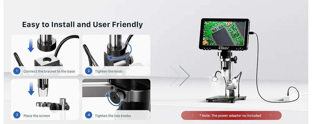 Elikliv EDM9 7 Inch 1080P LCD Digital Microscope 50X-1200X Soldering Electronics Microscopes With LED Lights Support PC Computer