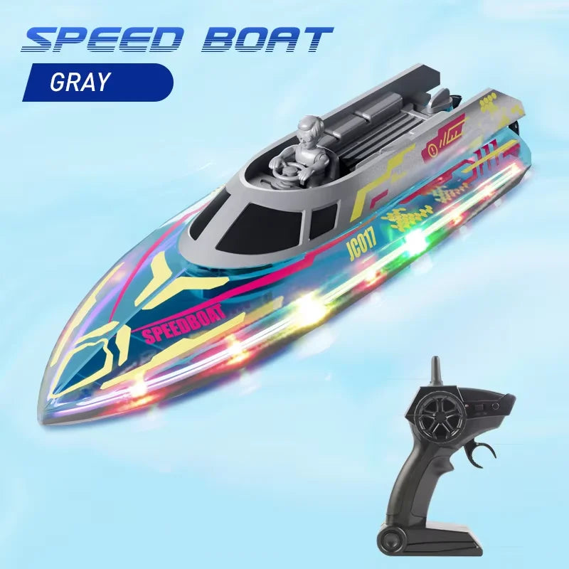 New RC Speed Boat With Light 2.4GHz 20KM/H Wireless High Speed Remote Control Ship Children's Waterproof Electric Boat Model Toy