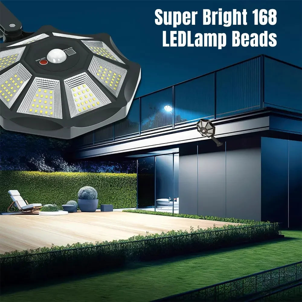 168 LED Solar Lights 12h Lighting Security Flood Lights Outdoor Motion Sensor Waterproof Garden Yard Street Lamp Waterproof