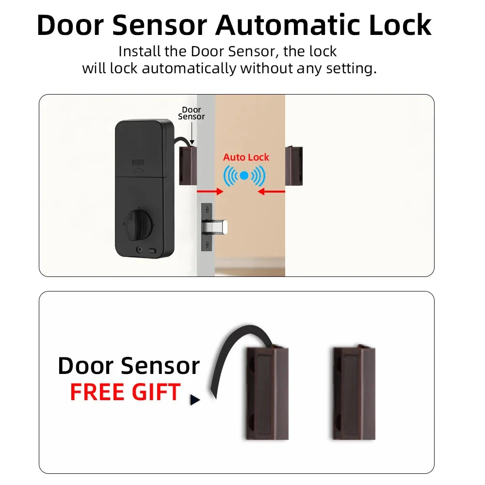 CDOK DS02 Tuya Smart Fingerprint Deadbolt Lock with Latch/Door Sensor Auto Lock Key/Password/ Tuya Smartlife APP Unlock