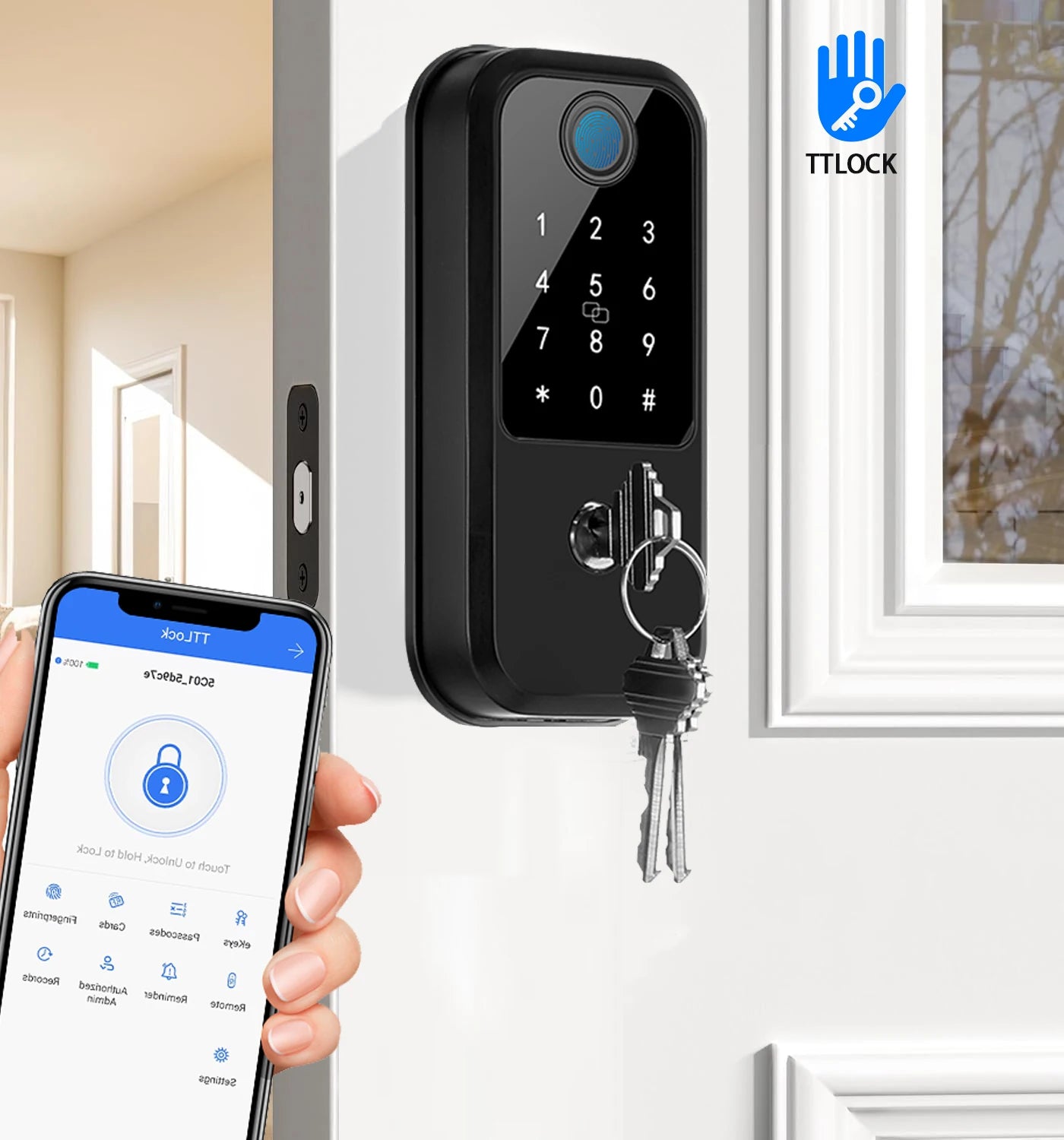 TTLOCK Smart Lock, Fingerprint Door Lock, 7-in-1 Keyless Entry Door Lock with App Control,  Smart Smart Deadbolt for home house