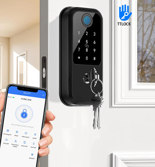 TTLOCK Smart Lock, Fingerprint Door Lock, 7-in-1 Keyless Entry Door Lock with App Control,  Smart Smart Deadbolt for home house