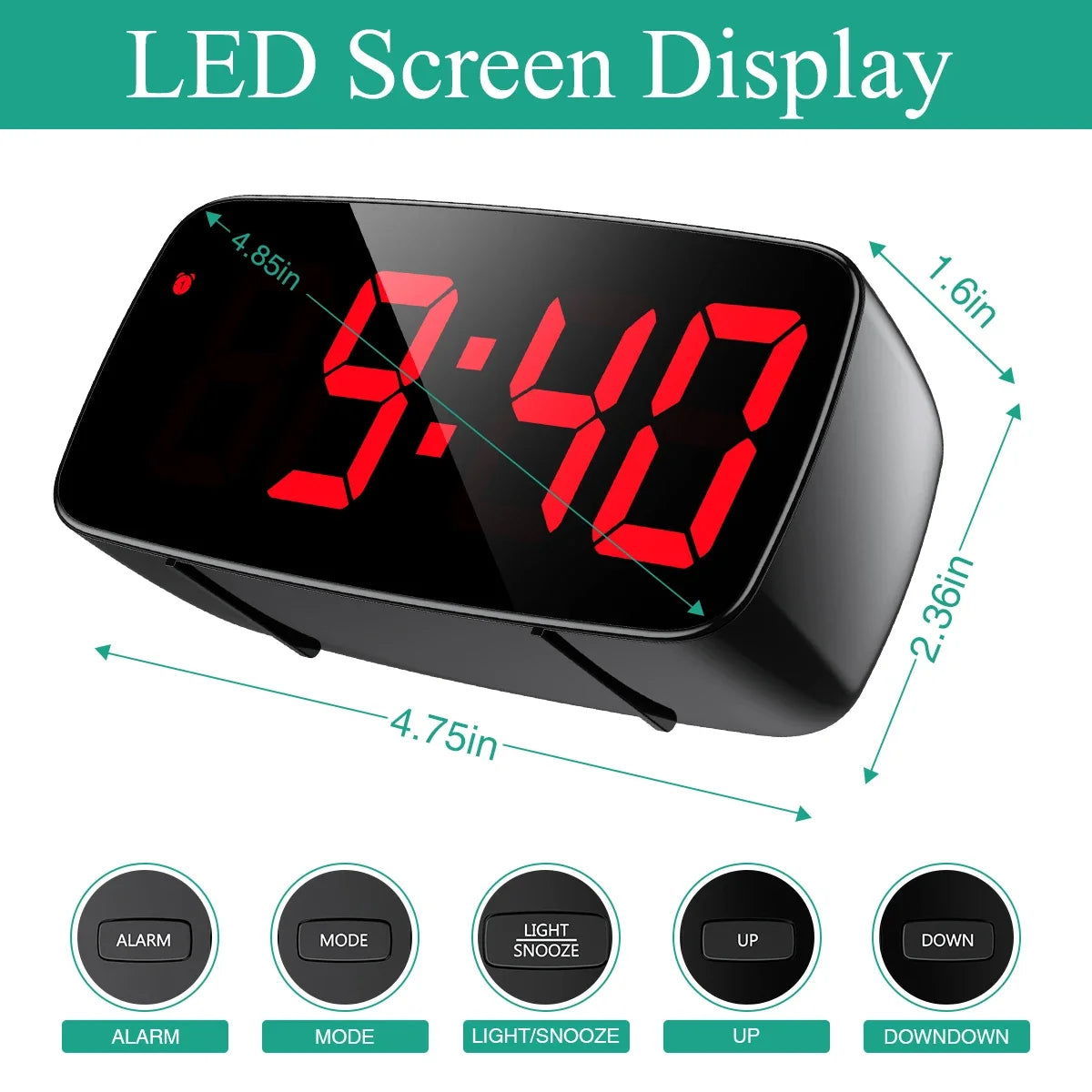 Alarm Clock Digital LED Clock Voice Control Snooze Time Temperature Display Night Mode Reloj Despertador Desktop Clocks