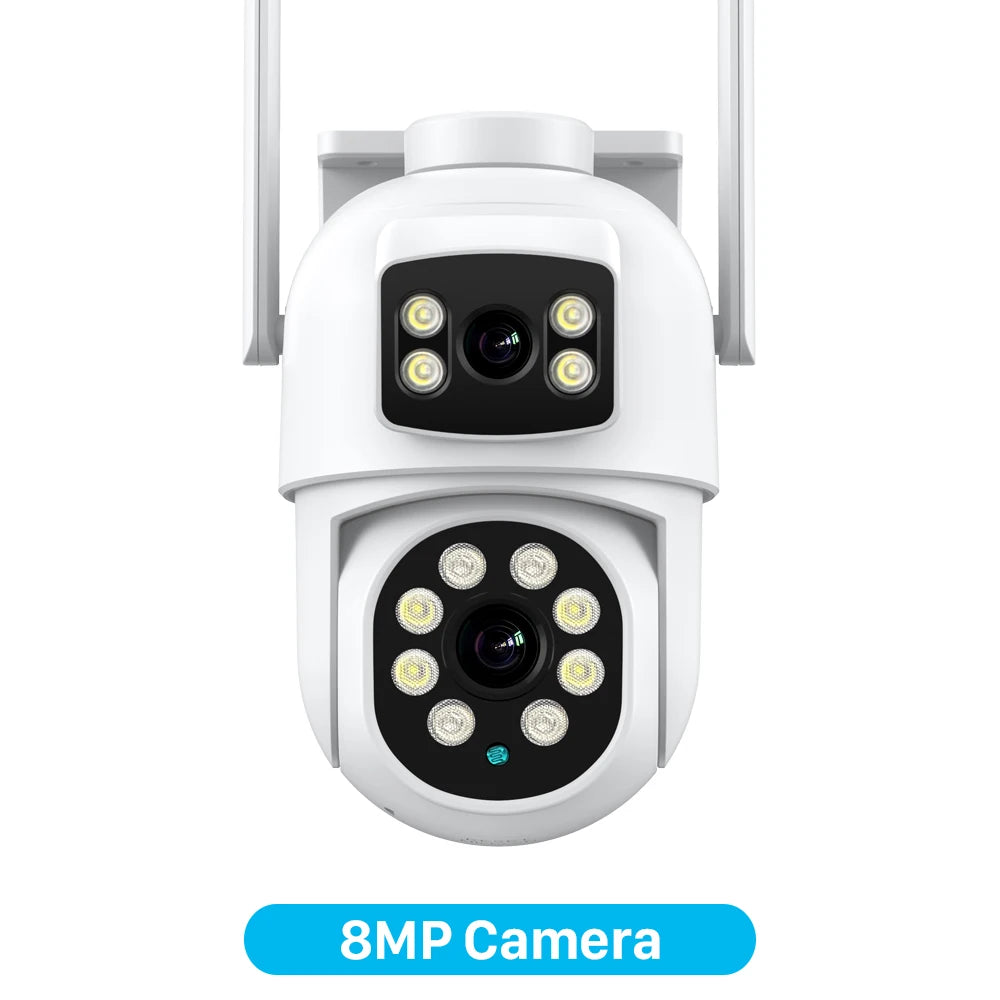 6K 12MP Security Camera 8X Zoom Three Lens Dual Screen Outdoor WiFi Home Protection IP Cam PTZ CCTV Video Surveillance Icsee