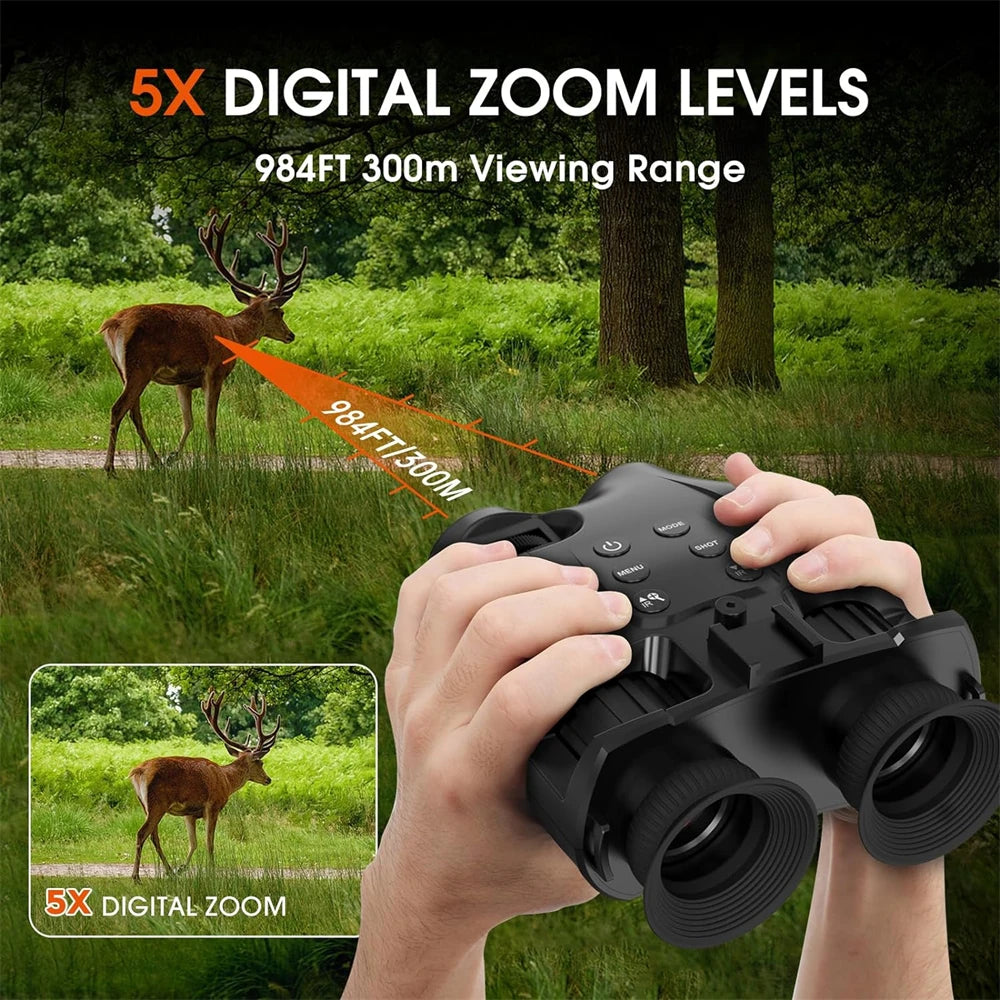 Night Vision Binoculars with Head Mount Goggles Telescope Infrared 300 Meters Darkness Goggles for Hunting Hunting Surveillance