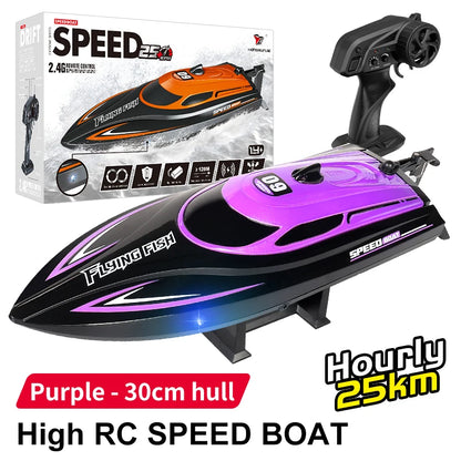 RC Boat, 2.4GHz RC Boats For Pool And Lakes, Boat Bath Toys, 25km/h High Speed Ultra-distance control LED Light Speedboat
