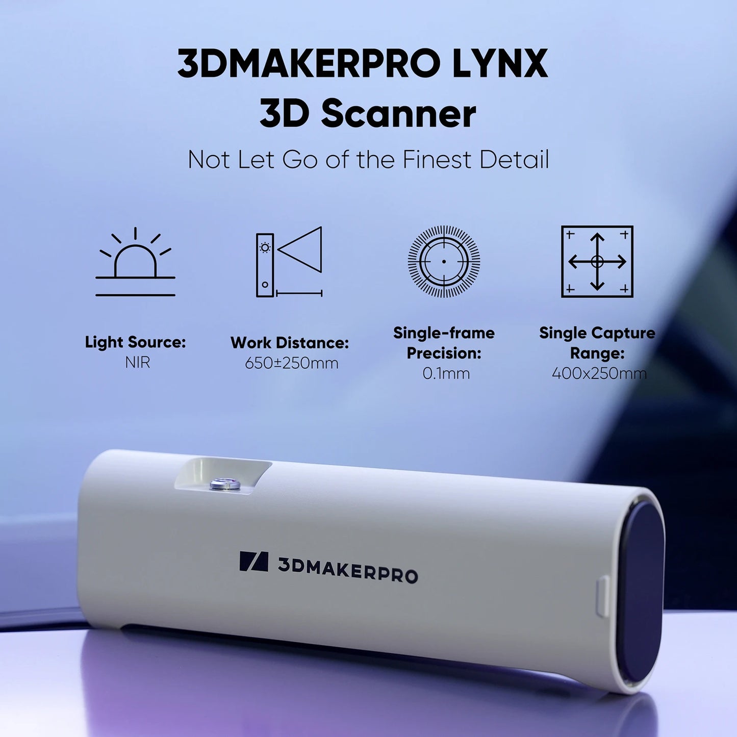 Scanner 3D com Objeto Preto, Digitalização Portátil em Grande Escala, Impressão 3D, Precisão 0,1mm, Digitalização 10FPS, Digital