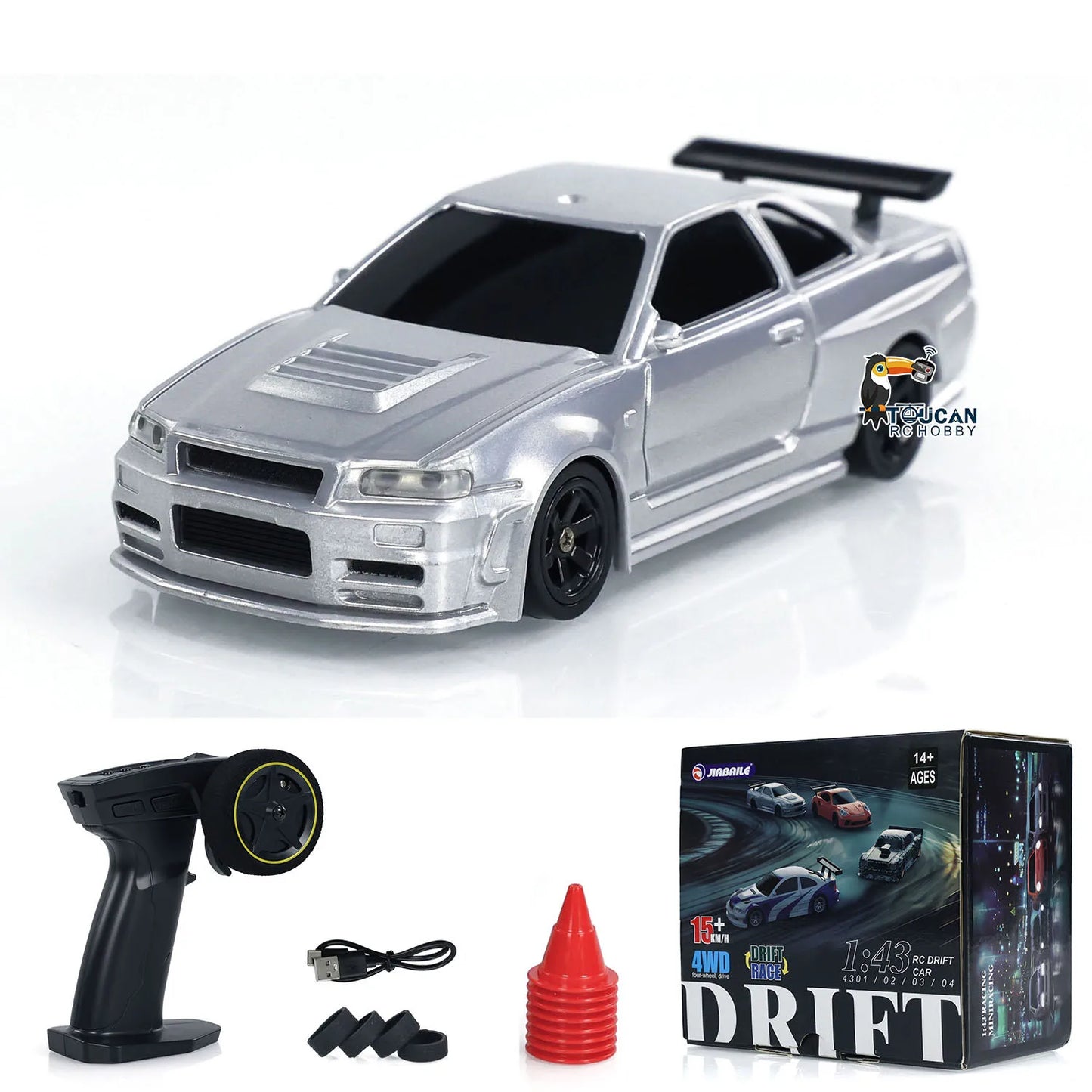 RTR RC Dift Race Car 1/43 Scale 4WD Gyro Four-wheel Drive Radio Control High Speed Model 2.4G Racing Drifting Cars Gifts Toys