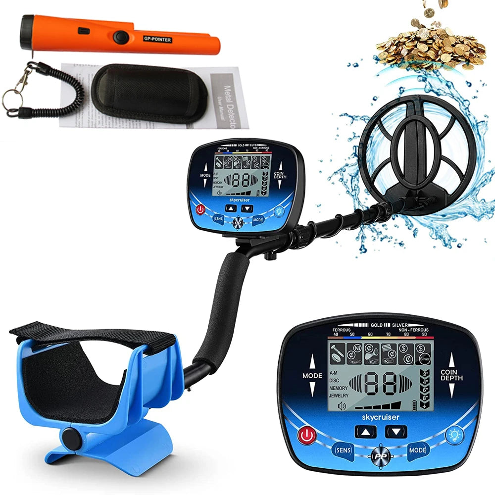Metal Detector Underground Depth Search Finder Gold Detector Treasure Detecting Pinpointer Waterproof Coil