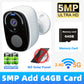 2K 5MP Solar Security Camera Wireless Outdoor Color Night Vision Battery Powered Support 5G WiFi, PIR, Waterproof, Two-Way Alexa