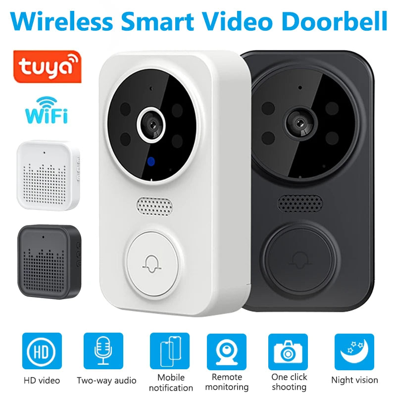 WiFi Video Doorbell Smart Home Door Bell Night Vision Wireless Visual Intercom Doorbell Two-Way Audio Visual Doorbell Monitoring