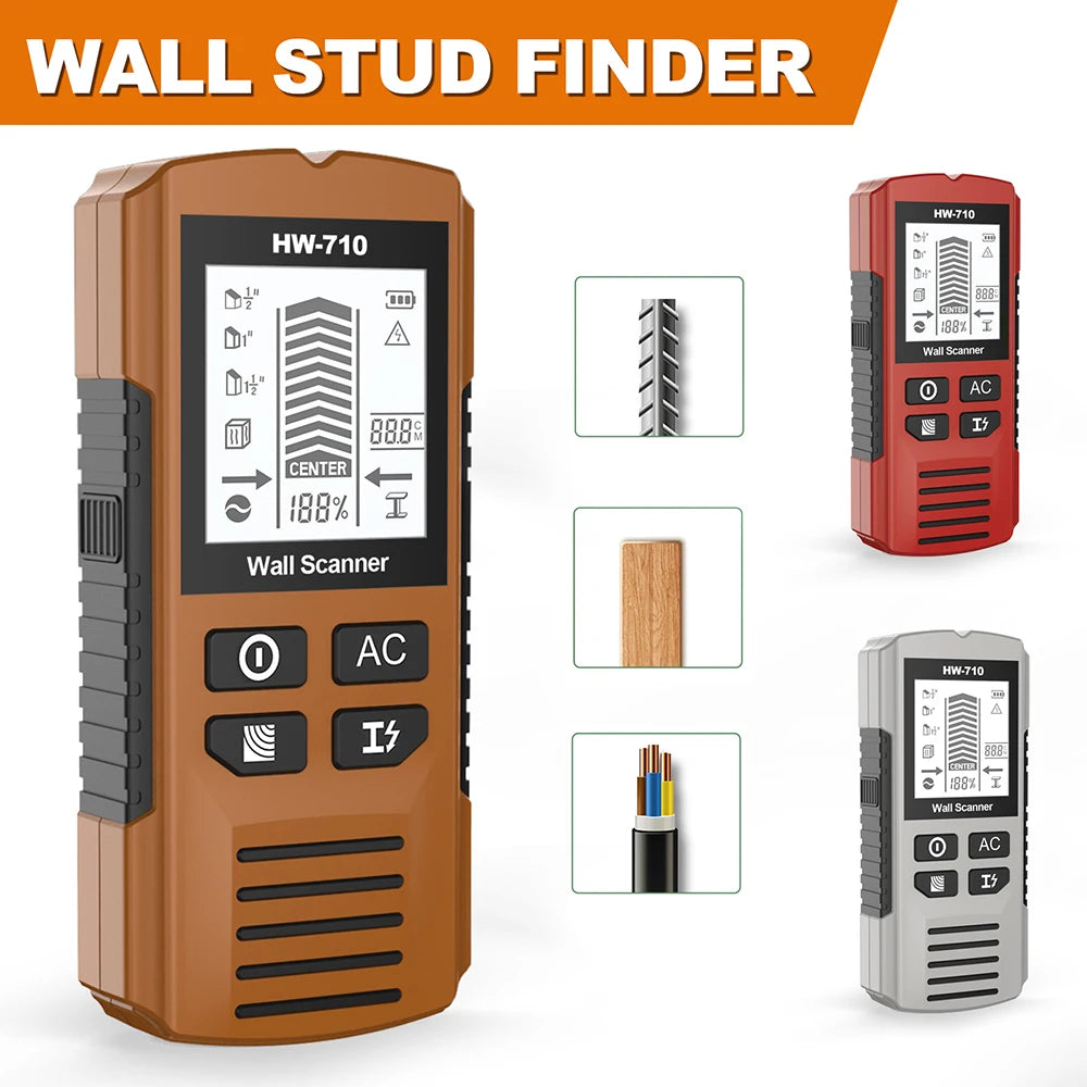 6-in-1 Electronic Wall Detector Multifunctional Handheld Measuring Instrument Stud Wood Finder Live Wire Scanner Metal Detector