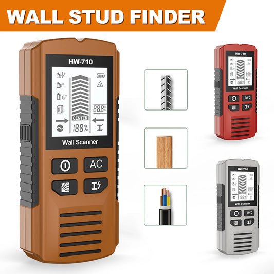 6-in-1 Electronic Wall Detector Multifunctional Handheld Measuring Instrument Stud Wood Finder Live Wire Scanner Metal Detector