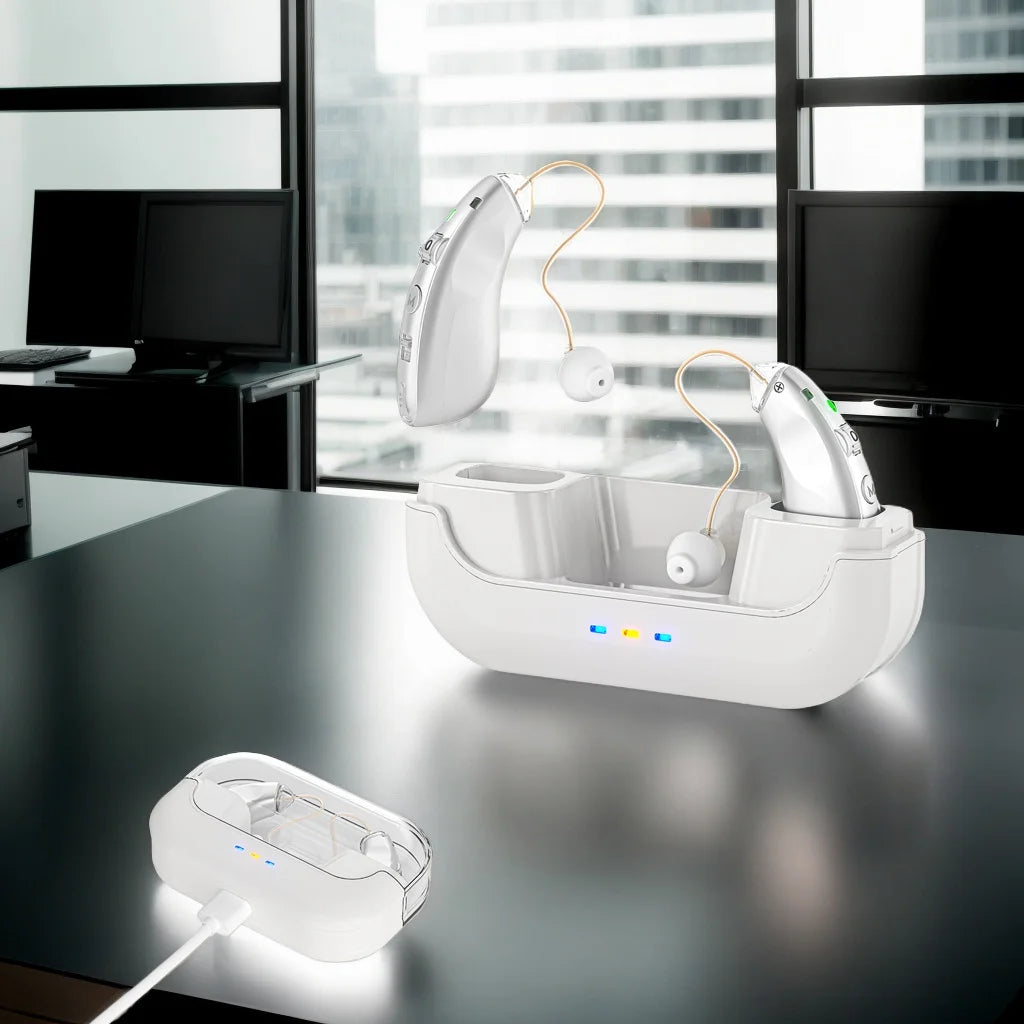 Hearing Aids Invisible with Long-Lasting Charging Case for Seniors with Smart NoiseCancellation,Completely-In-Canal Hearing Aid