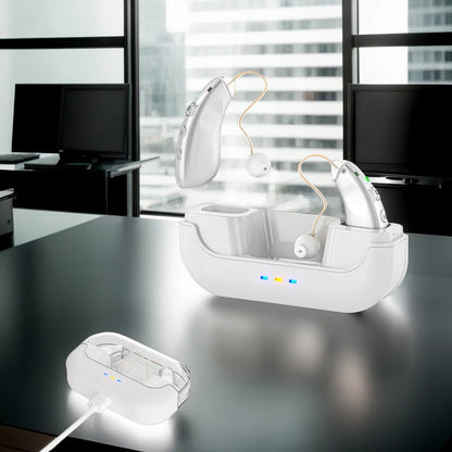 Hearing Aids Invisible with Long-Lasting Charging Case for Seniors with Smart NoiseCancellation,Completely-In-Canal Hearing Aid