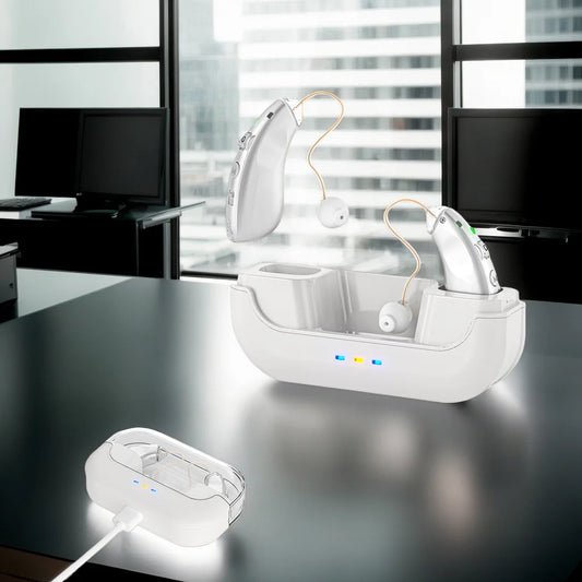 Hearing Aids Invisible with Long-Lasting Charging Case for Seniors with Smart NoiseCancellation,Completely-In-Canal Hearing Aid