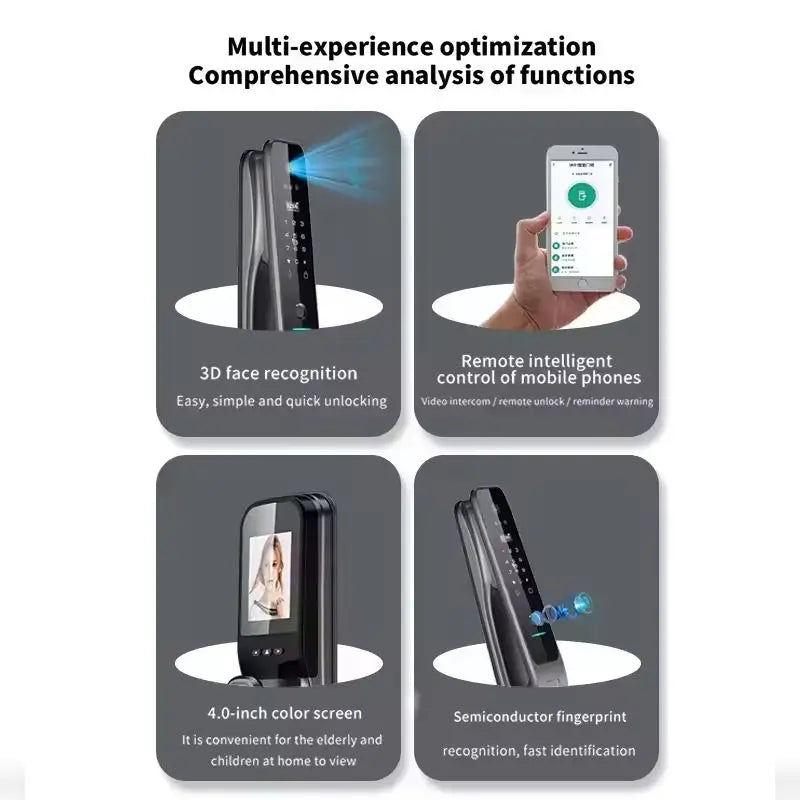 HX5 Smart Door Lock 3D Face Recognition Smart Home Door Lock WiFi Digital Electronic Lock Wifi Camera Rfid Card Works With tuya