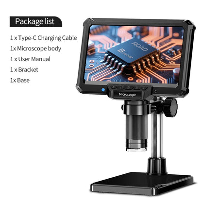 DDCAMERA 7" LCD Digital Microscope 1080P Coin Microscope Magnifier 12MP Ultra-Precise Focusing Soldering Microscopes Support PC