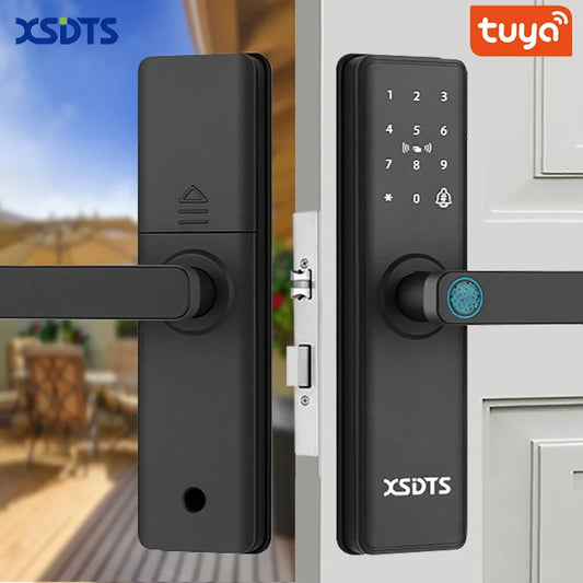 New Smart Door Lock With Tuya APP Digital Electronic Lock Smart Home Wooden Door Lock Biometric Fingerprint
