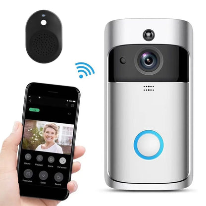 Smart V5 Video Doorbell Wireless WiFi Security Door Bell Visual Remote Monitor Night Vision Intercom Door Phone Without Battery