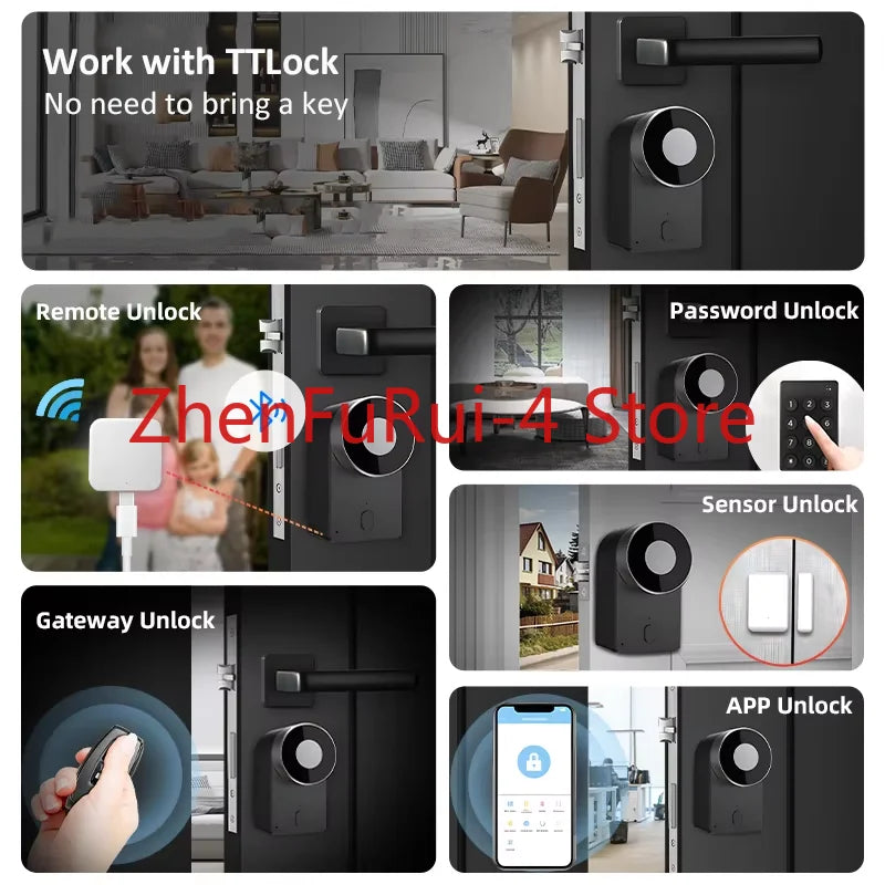 Smart Door Lock with Tuya App Aluminum Bluetooth Smartlock for Glass Aluminum and Wood Door Smartphone Compatible