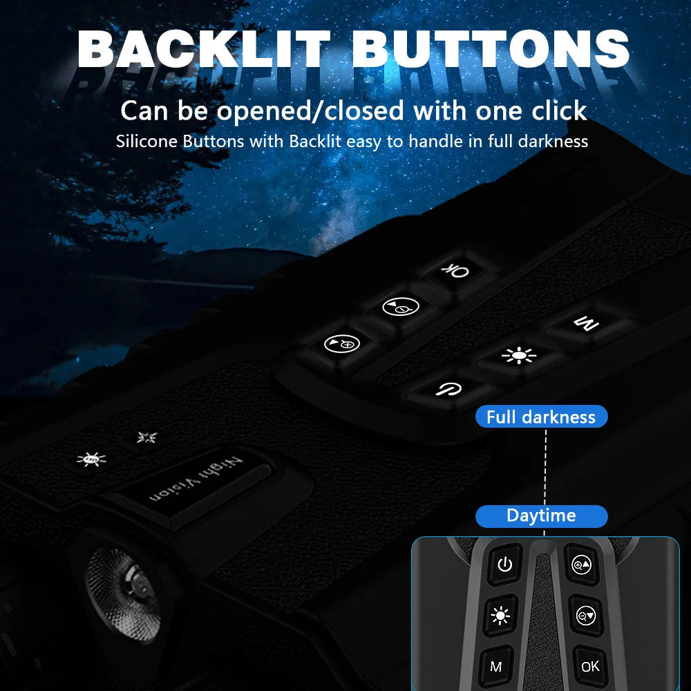 Night Vision Binoculars for Adults with Full Color Night Vision Backlit Buttons 4x Optical Zoom 8x Digital Zoom 250-300m Viewing