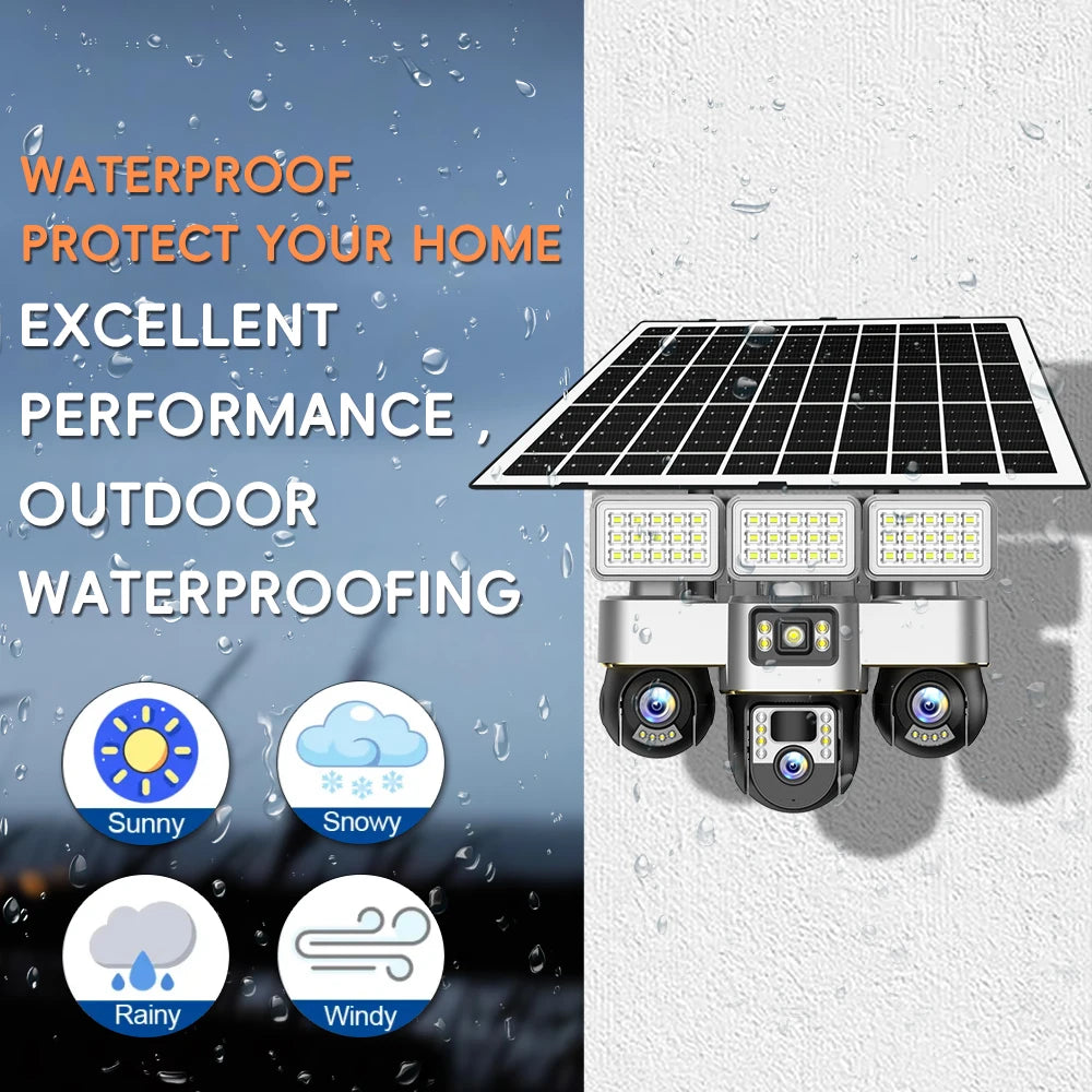 Solar Cameras 4G 15MP Three PTZs Len PIR Human Tracking Security CCTV Surveillance IP Camera PTZs control Wifi security cameras