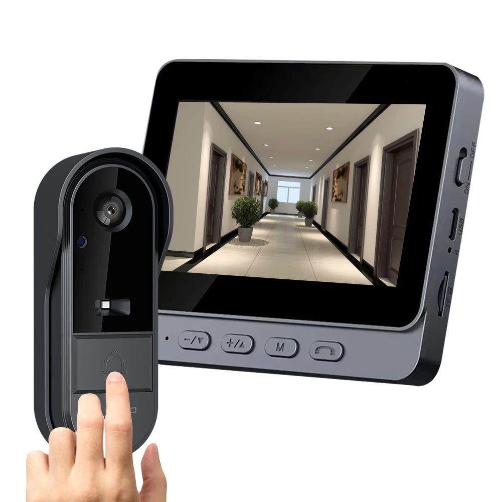 2.4G WiFi Smart Door Bell 4.3 Inch IPS Screen Video Intercom Door Camera Home Security Door Eye Camera for Home Office Apartment