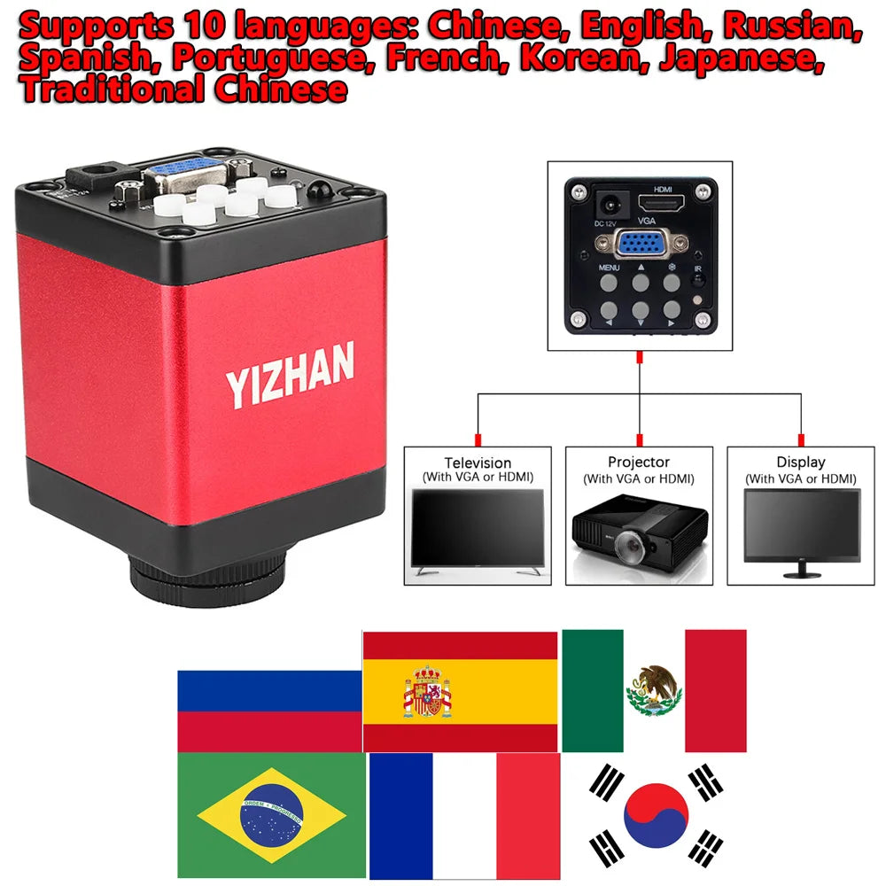 4K Digital Microscope 48MP Microscope For Electronics USB-C Industrial Cameras HDMI 1-150X Zoom C-Mount Lens Phone Pcb Soldering